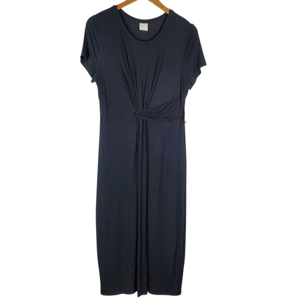 NEW Soma Twisted Front T-Shirt Shelf Bra Dress Size M Black Short Sleeve Jersey
